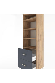 Hyperion Dolap 4 Raflı 2 Çekmeceli 60x44x195 Çam-Antrasit