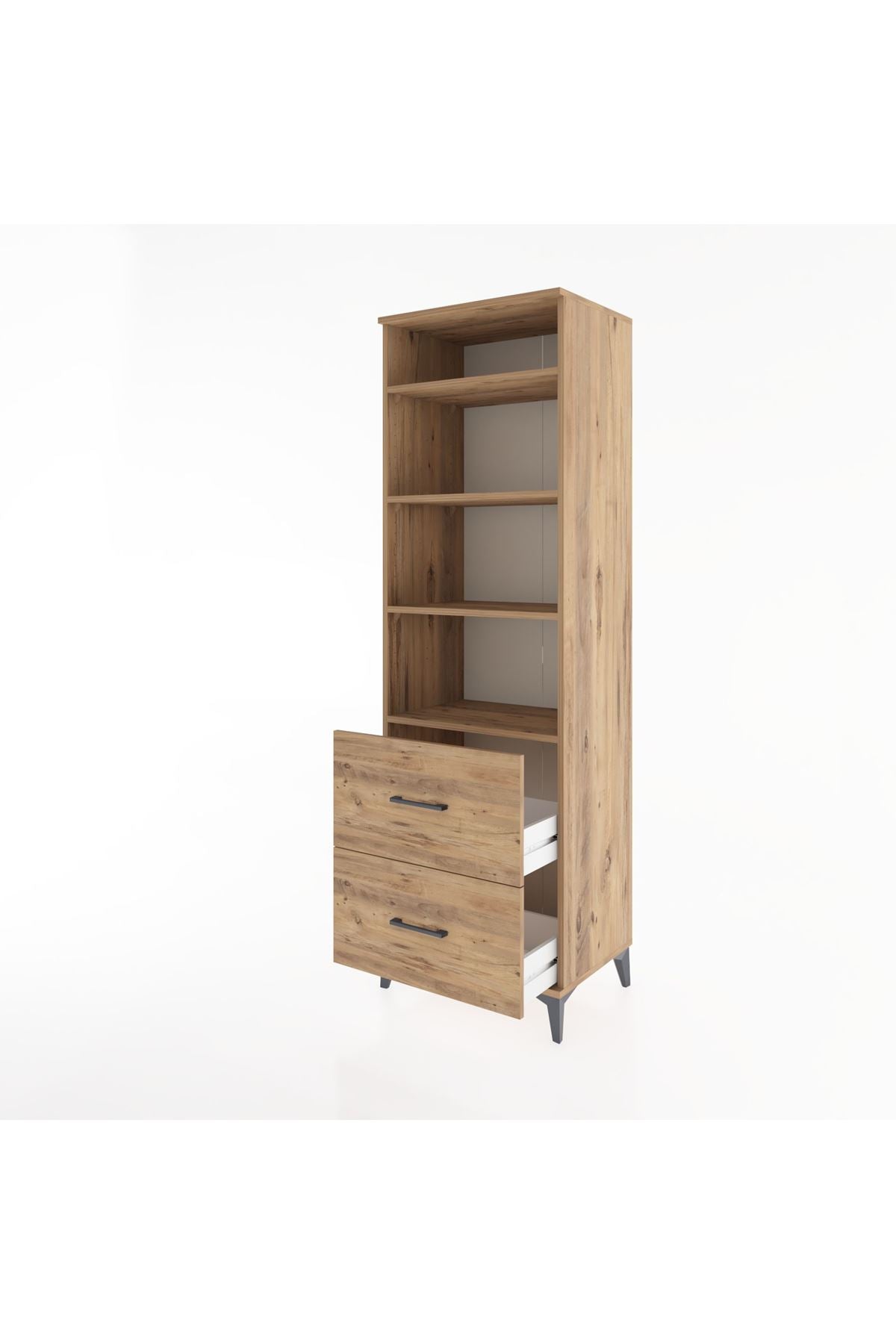 Hyperion Dolap 4 Raflı 2 Çekmeceli 60x44x195 Çam-Çam