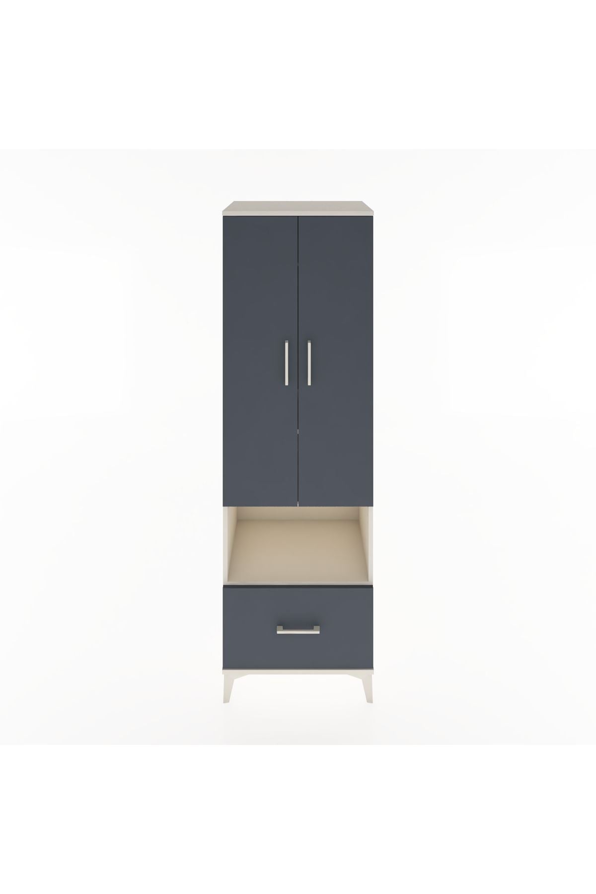 Hyperion Dolap 3 Raflı Tek Çekmeceli Tek Askılı 60x44x195 Aytaşı-Antrasit
