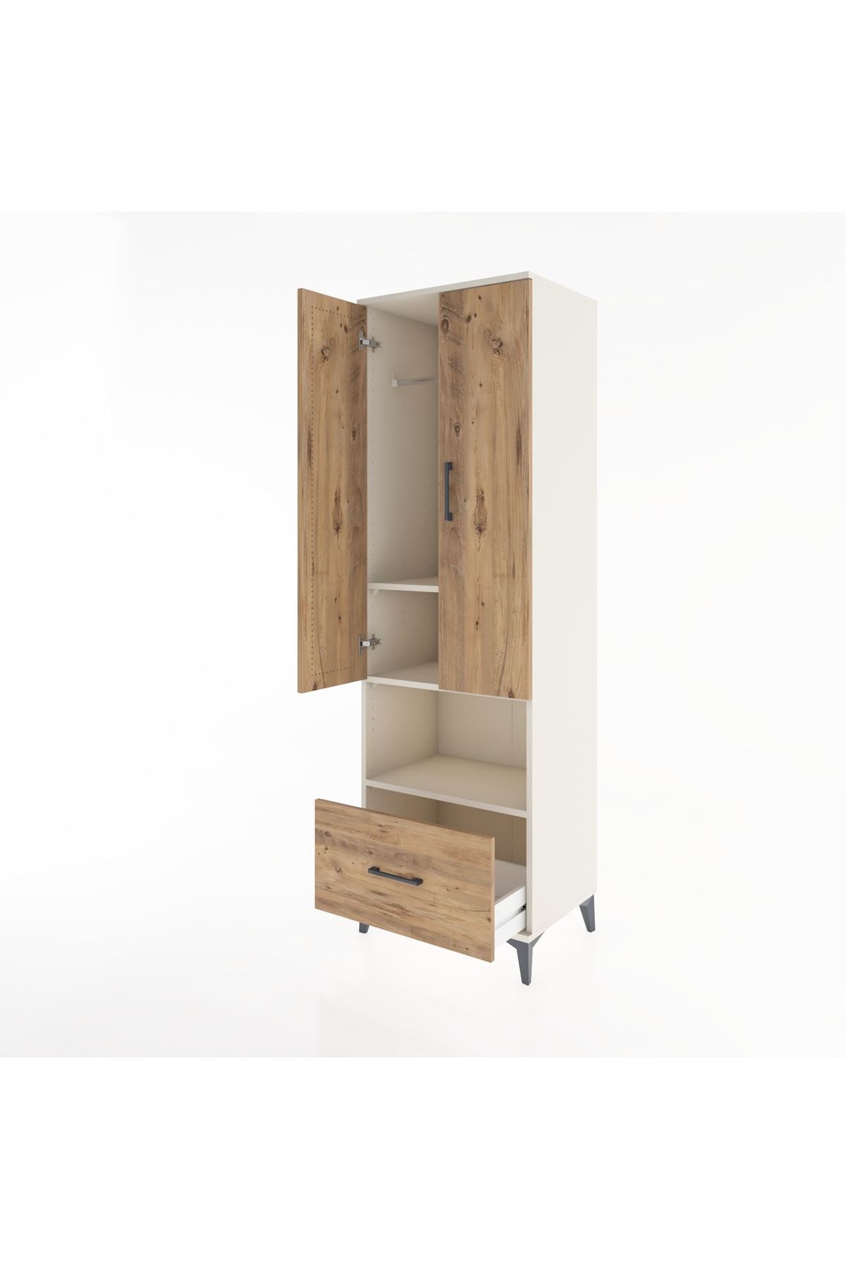 Hyperion Dolap 3 Raflı Tek Çekmeceli Tek Askılı 60x44x195 Aytaşı-Çam
