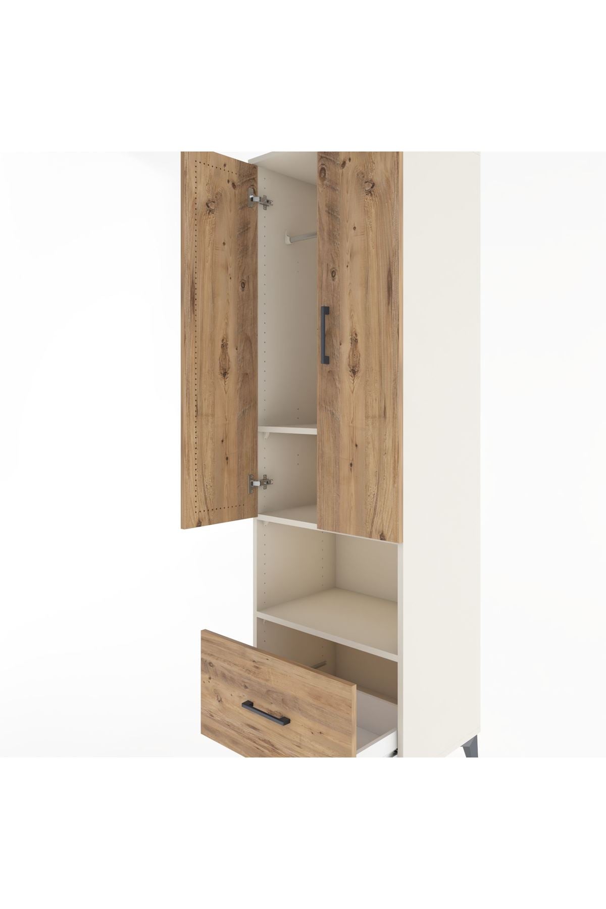 Hyperion Dolap 3 Raflı Tek Çekmeceli Tek Askılı 60x44x195 Aytaşı-Çam