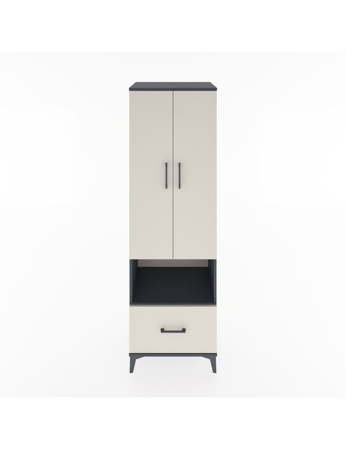 Hyperion Dolap 3 Raflı Tek Çekmeceli Tek Askılı 60x44x195 Antrasit-Aytaşı