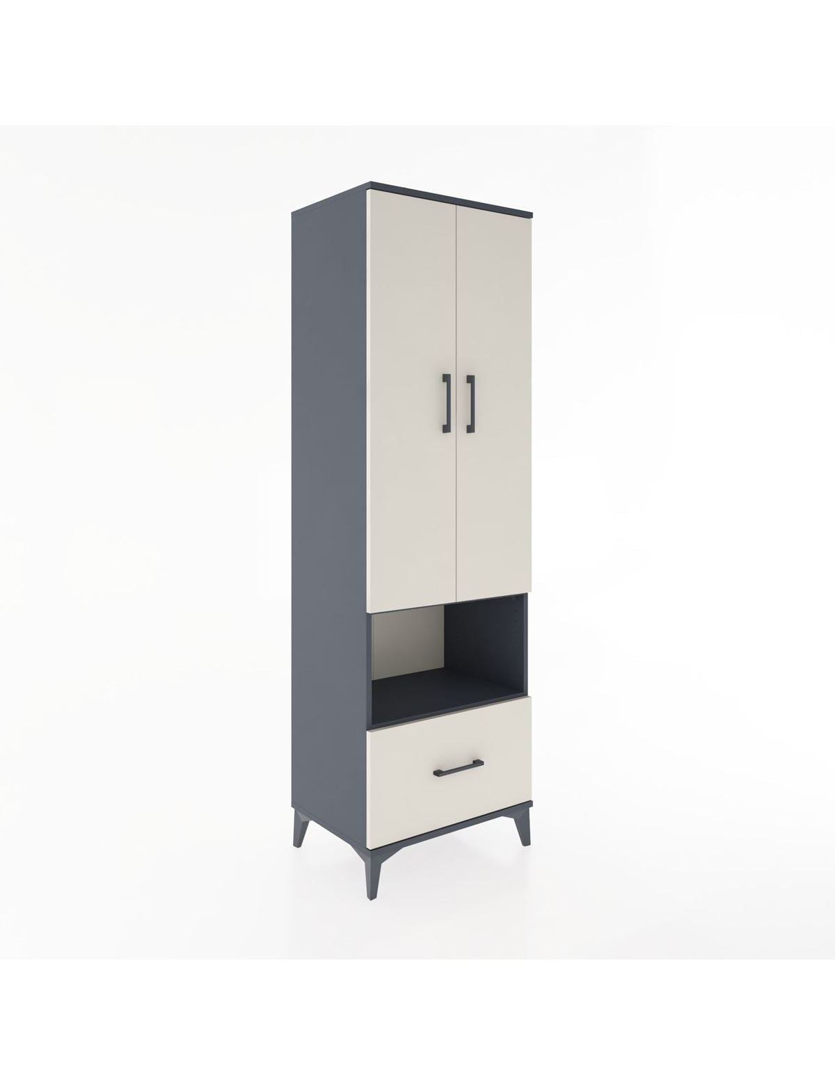 Hyperion Dolap 3 Raflı Tek Çekmeceli Tek Askılı 60x44x195 Antrasit-Aytaşı