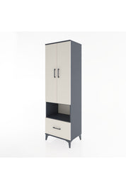 Hyperion Dolap 3 Raflı Tek Çekmeceli Tek Askılı 60x44x195 Antrasit-Aytaşı