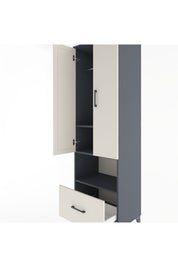 Hyperion Dolap 3 Raflı Tek Çekmeceli Tek Askılı 60x44x195 Antrasit-Aytaşı