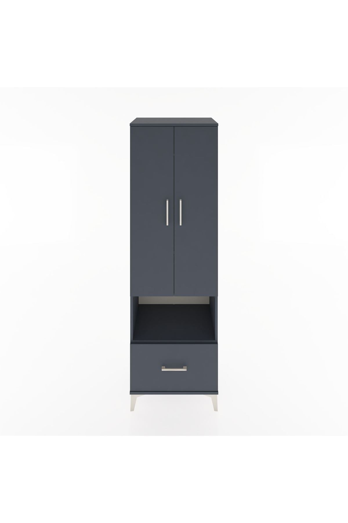 Hyperion Dolap 3 Raflı Tek Çekmeceli Tek Askılı 60x44x195 Antrasit-Antrasit