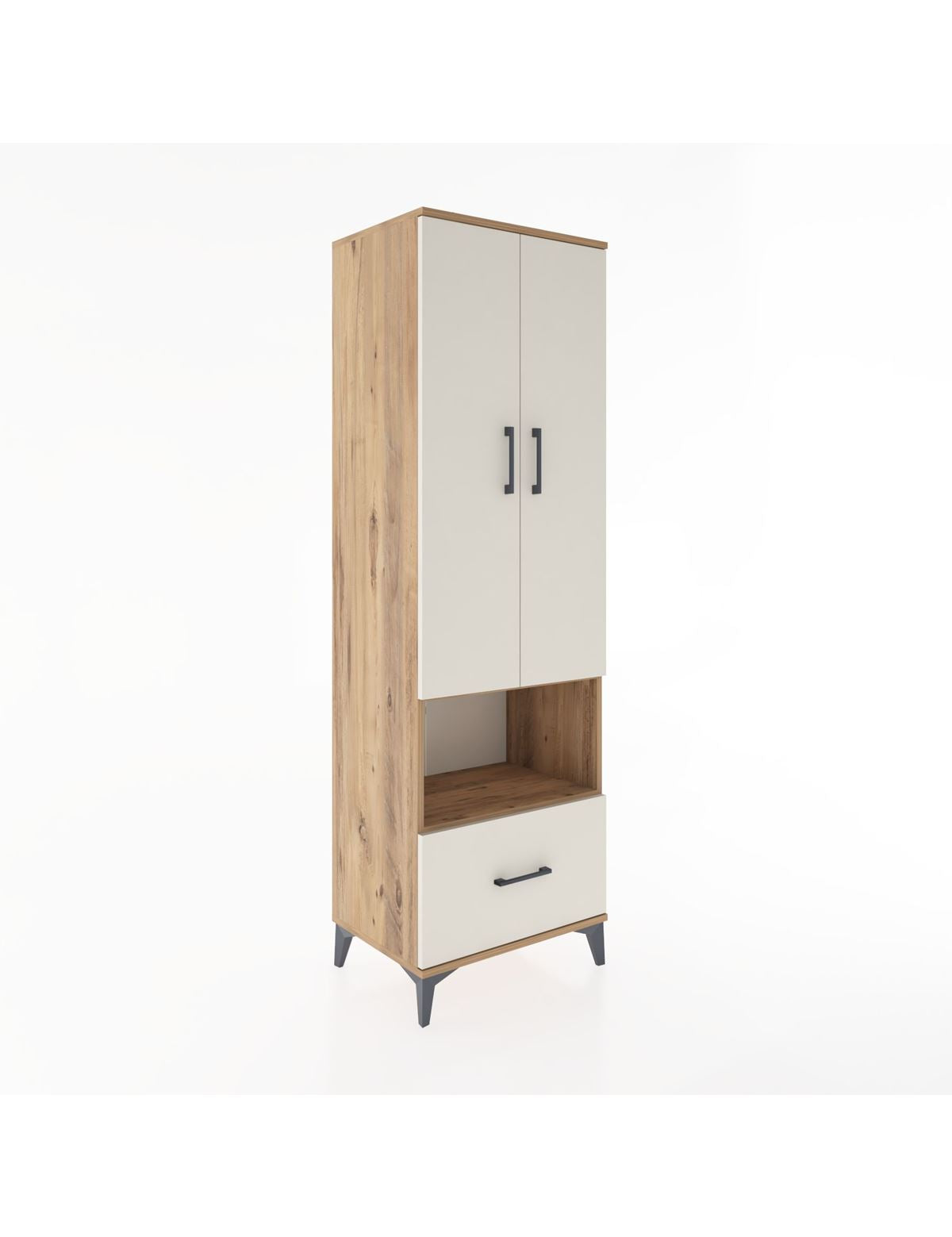 Hyperion Dolap 3 Raflı Tek Çekmeceli Tek Askılı 60x44x195 Çam-Aytaşı