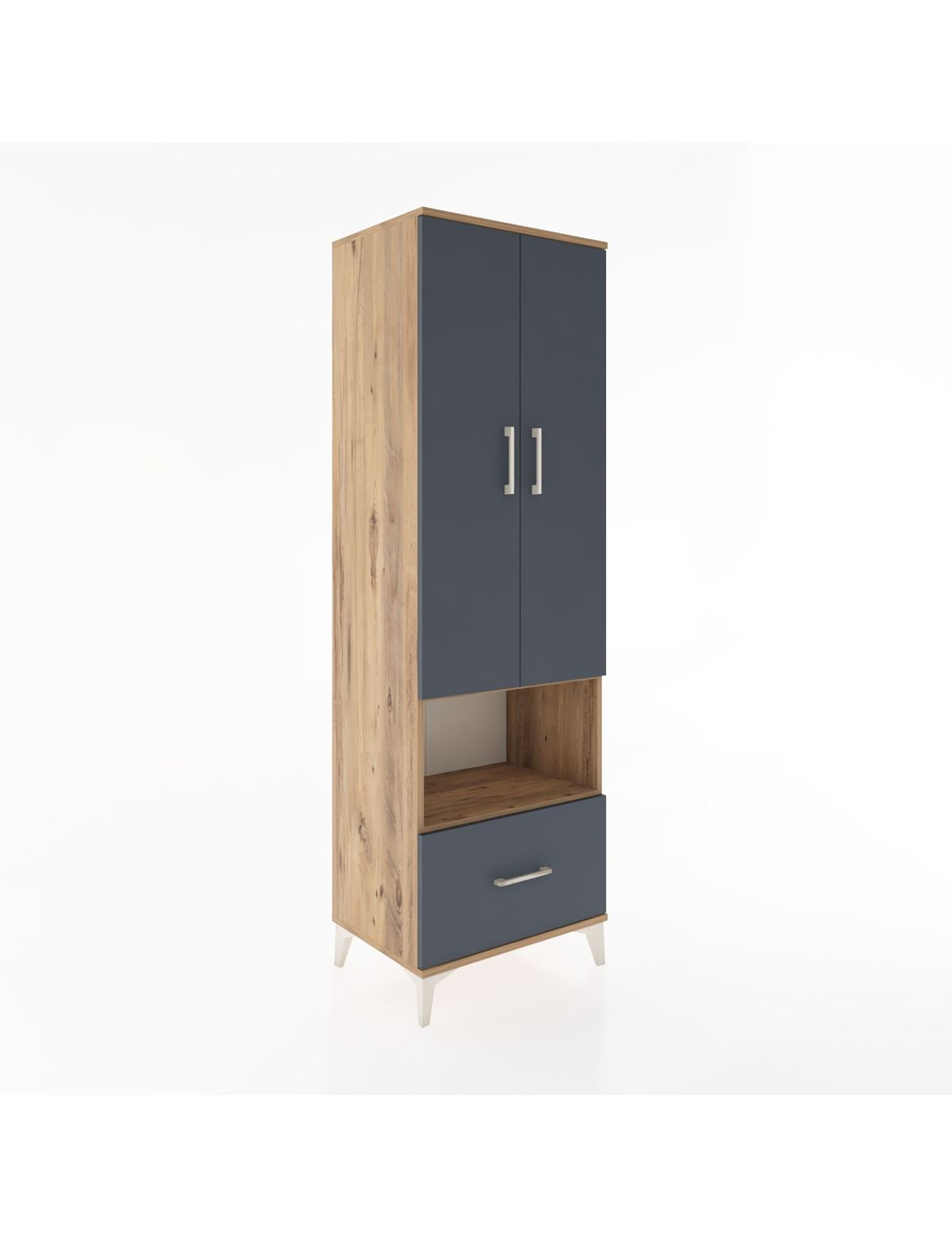 Hyperion Dolap 3 Raflı Tek Çekmeceli Tek Askılı 60x44x195 Çam-Antrasit