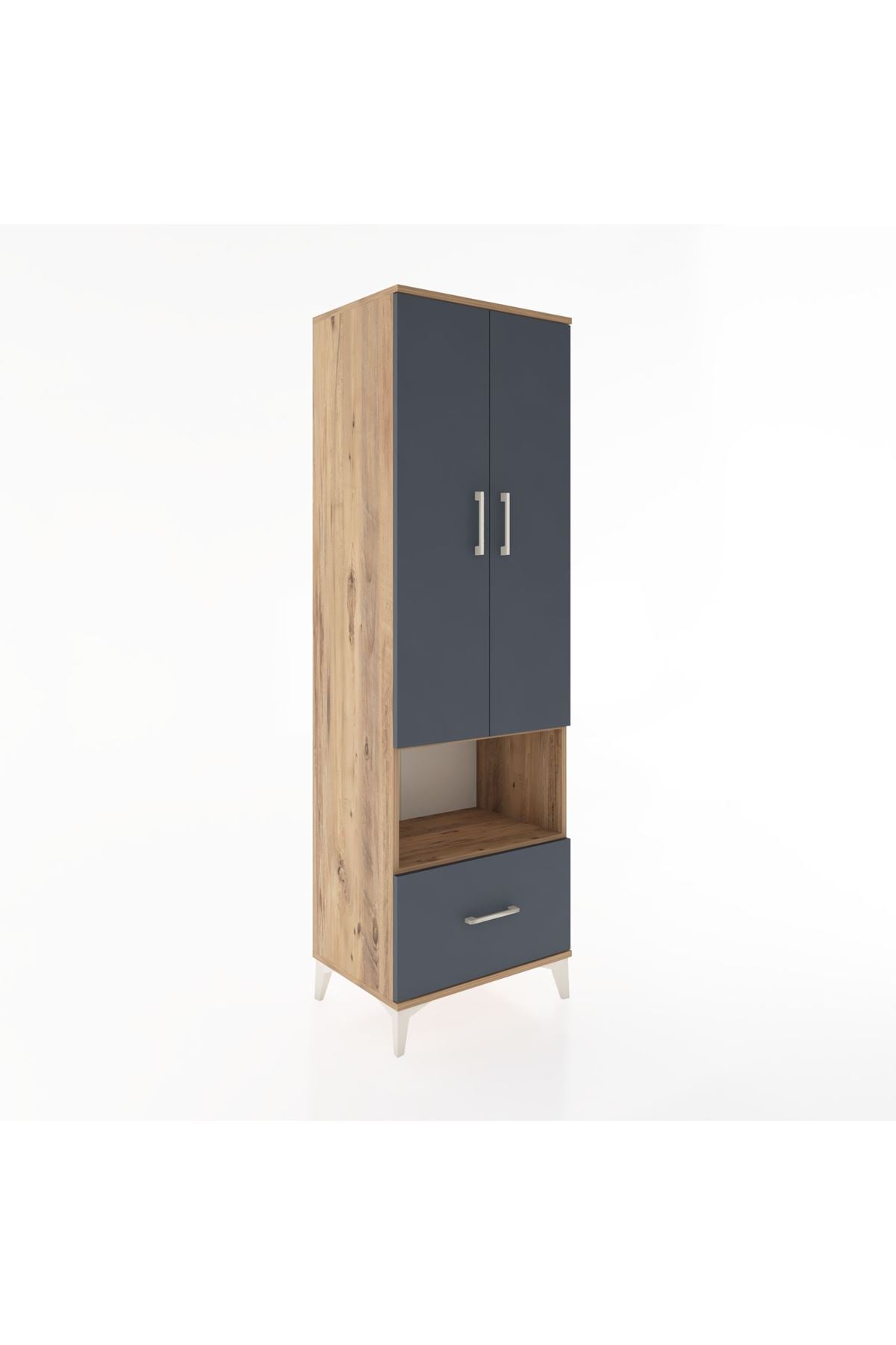 Hyperion Dolap 3 Raflı Tek Çekmeceli Tek Askılı 60x44x195 Çam-Antrasit