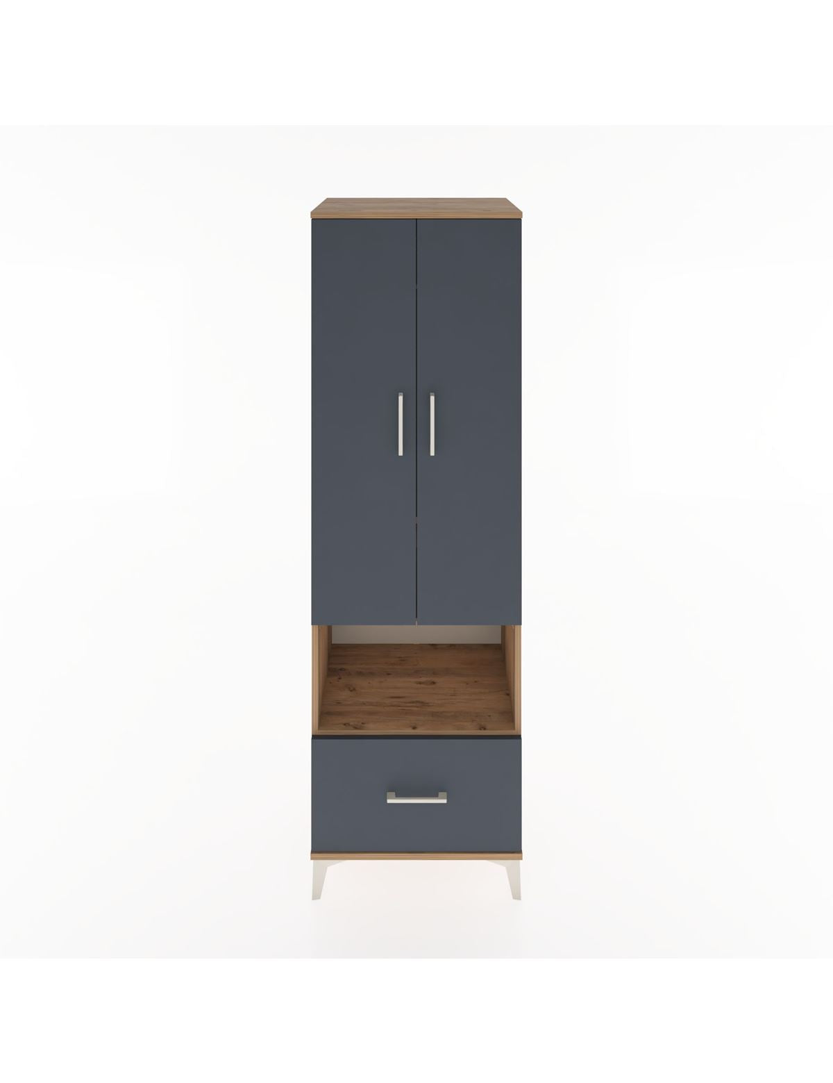 Hyperion Dolap 3 Raflı Tek Çekmeceli Tek Askılı 60x44x195 Çam-Antrasit