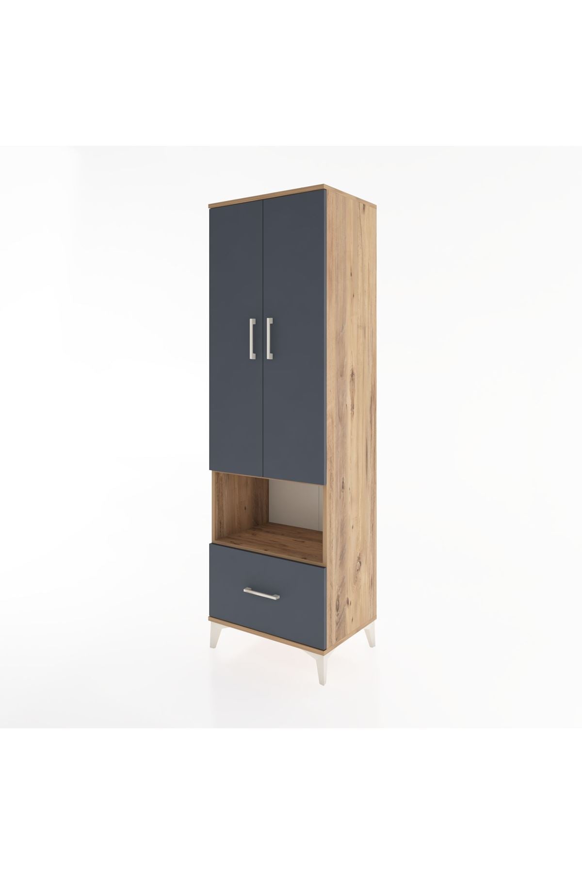 Hyperion Dolap 3 Raflı Tek Çekmeceli Tek Askılı 60x44x195 Çam-Antrasit