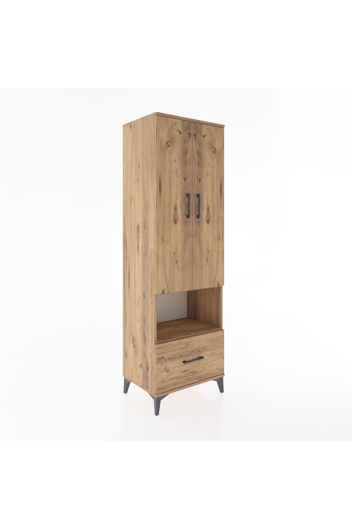 Hyperion Dolap 3 Raflı Tek Çekmeceli Tek Askılı 60x44x195 Çam-Çam