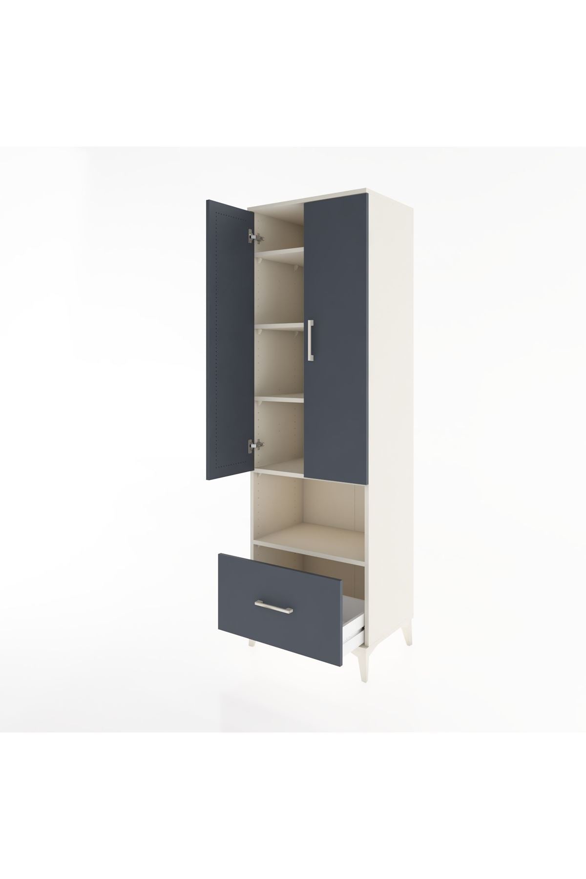 Hyperion Dolap 5 Raflı Tek Çekmeceli 2 Kapaklı 60x44x195 Aytaşı-Antrasit