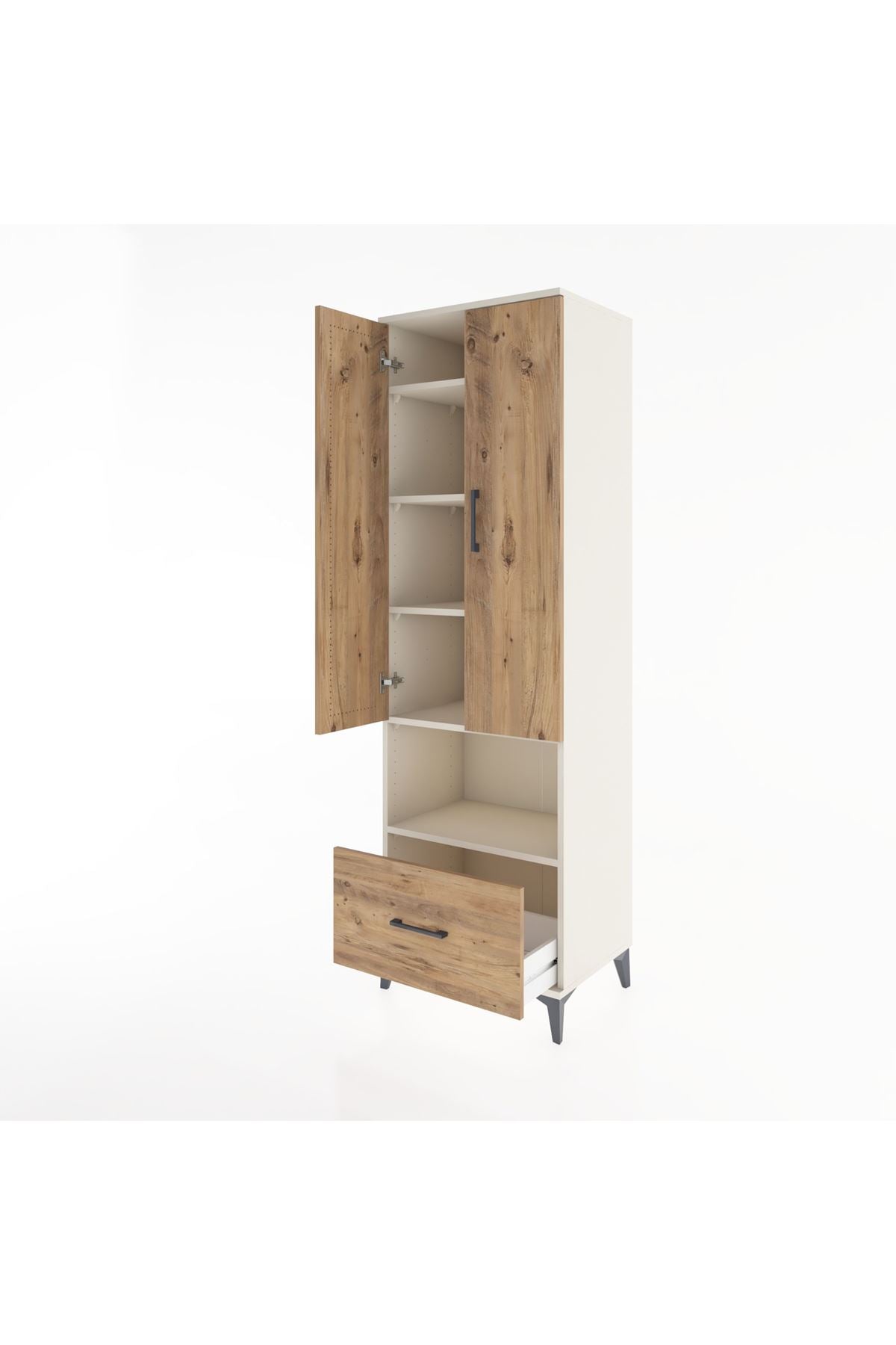 Hyperion Dolap 5 Raflı Tek Çekmeceli 2 Kapaklı 60x44x195 Aytaşı-Çam