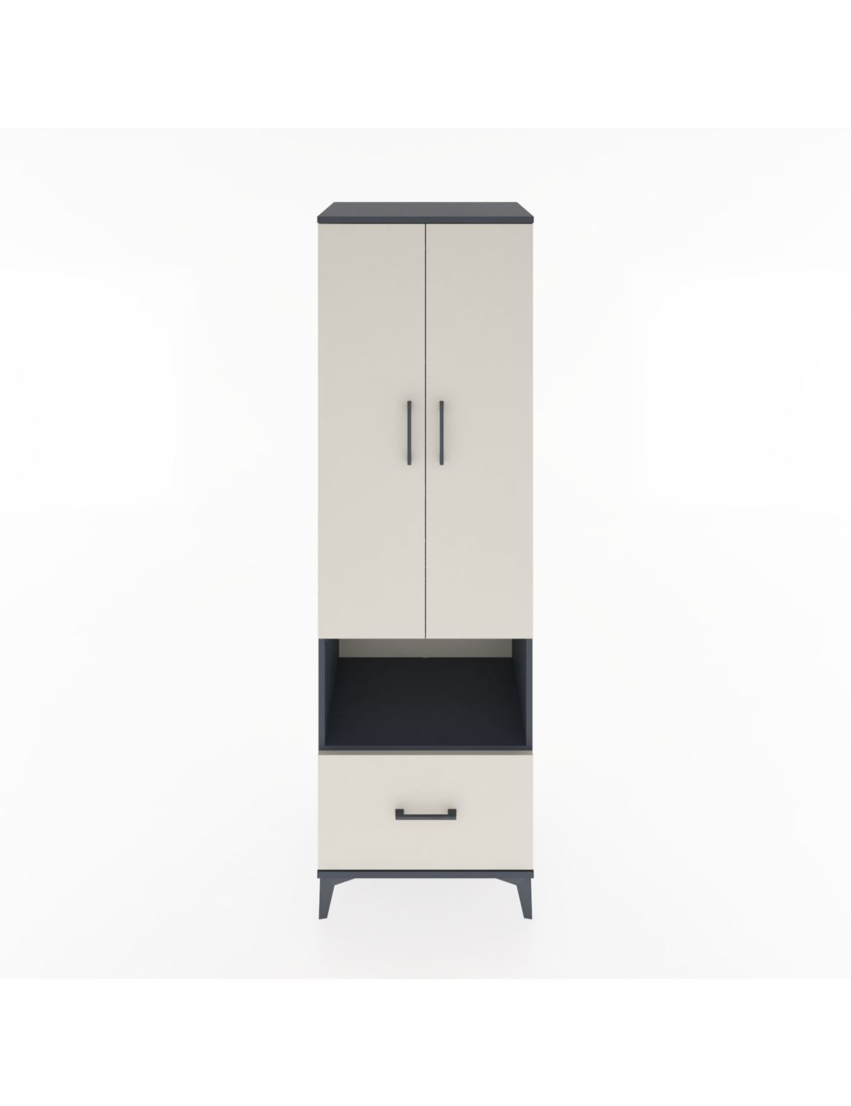 Hyperion Dolap 5 Raflı Tek Çekmeceli 2 Kapaklı 60x44x195 Antrasit-Aytaşı