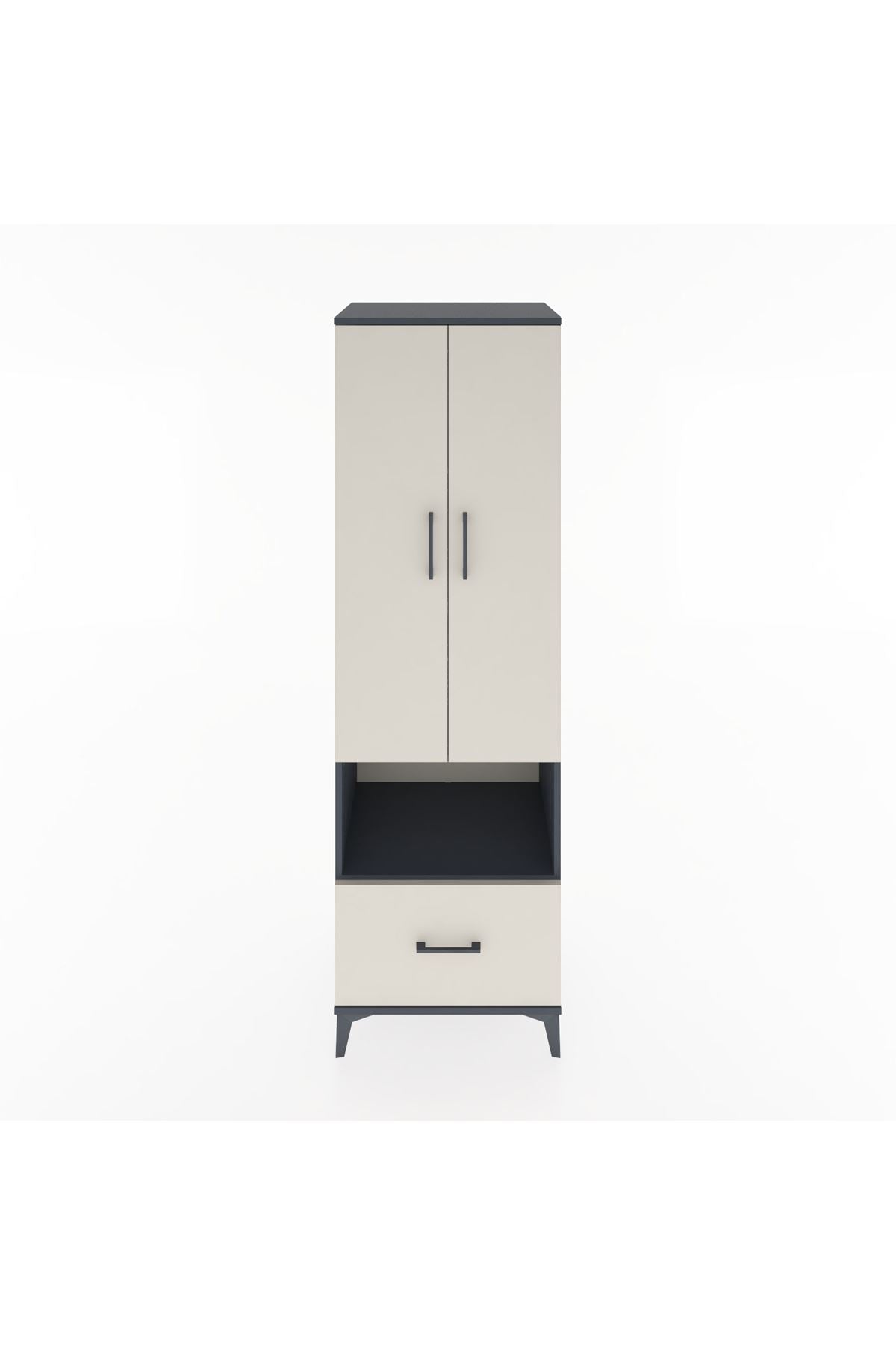 Hyperion Dolap 5 Raflı Tek Çekmeceli 2 Kapaklı 60x44x195 Antrasit-Aytaşı