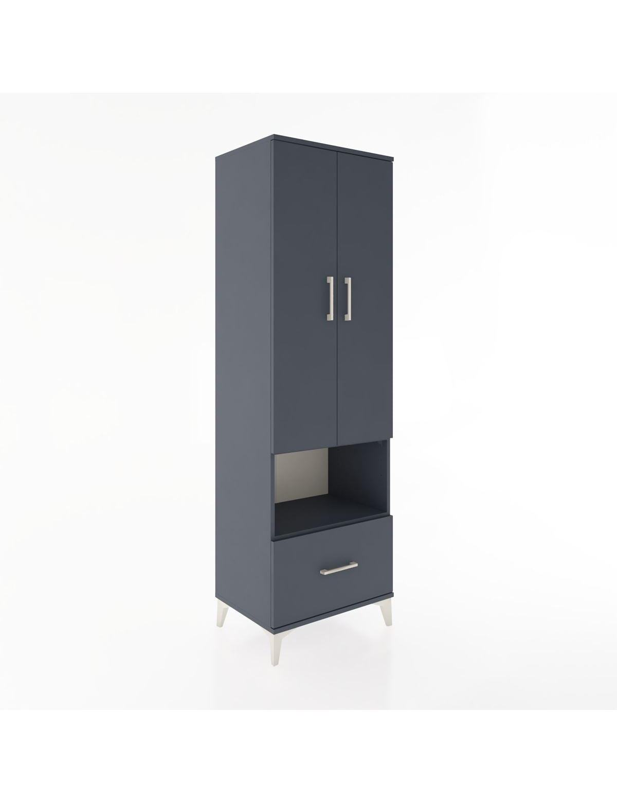 Hyperion Dolap 5 Raflı Tek Çekmeceli 2 Kapaklı 60x44x195 Antrasit-Antrasit