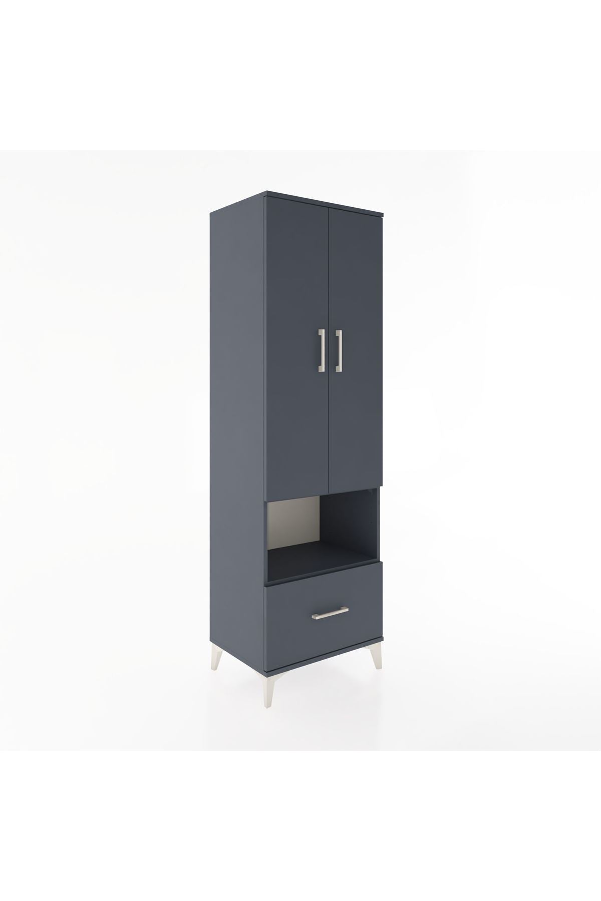 Hyperion Dolap 5 Raflı Tek Çekmeceli 2 Kapaklı 60x44x195 Antrasit-Antrasit