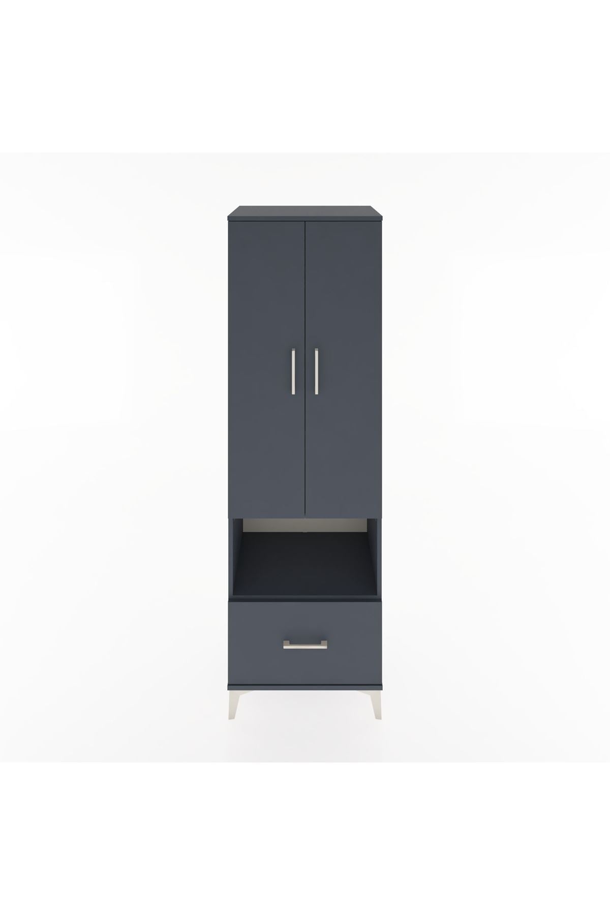 Hyperion Dolap 5 Raflı Tek Çekmeceli 2 Kapaklı 60x44x195 Antrasit-Antrasit