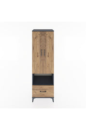 Hyperion Dolap 5 Raflı Tek Çekmeceli 2 Kapaklı 60x44x195 Antrasit-Çam