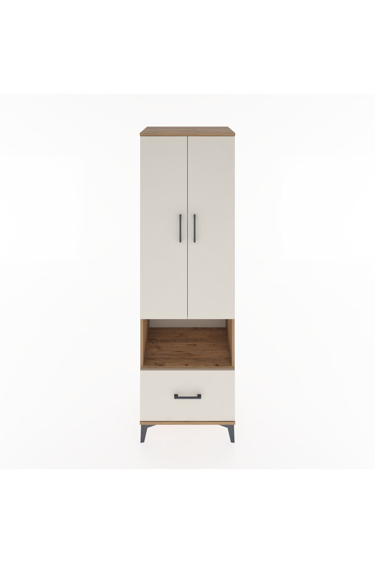 Hyperion Dolap 5 Raflı Tek Çekmeceli 2 Kapaklı 60x44x195 Çam-Aytaşı