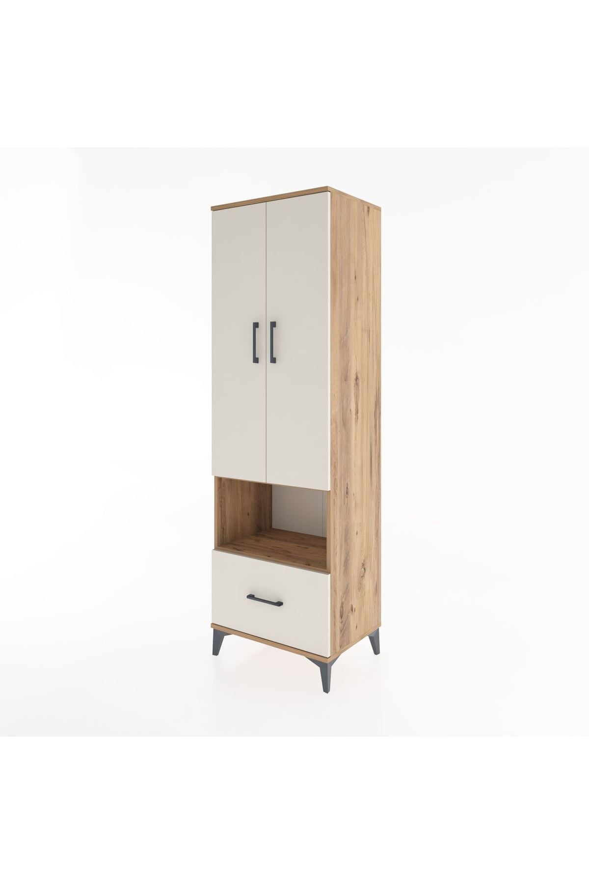 Hyperion Dolap 5 Raflı Tek Çekmeceli 2 Kapaklı 60x44x195 Çam-Aytaşı