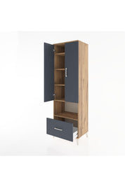 Hyperion Dolap 5 Raflı Tek Çekmeceli 2 Kapaklı 60x44x195 Çam-Antrasit