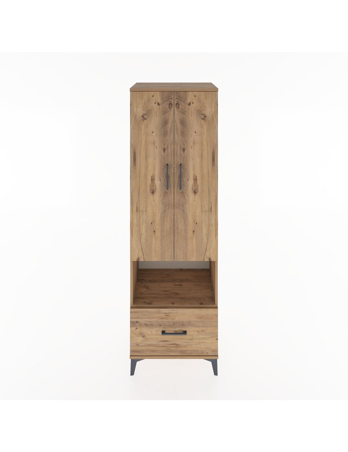 Hyperion Dolap 5 Raflı Tek Çekmeceli 2 Kapaklı 60x44x195 Çam-Çam