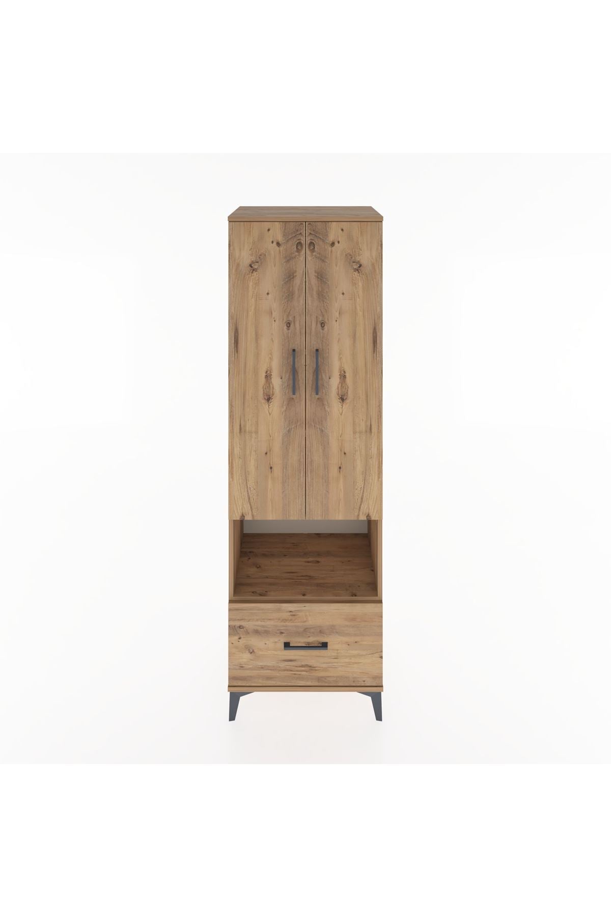 Hyperion Dolap 5 Raflı Tek Çekmeceli 2 Kapaklı 60x44x195 Çam-Çam