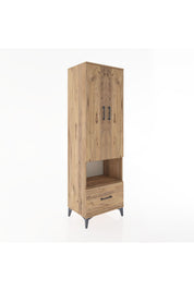 Hyperion Dolap 5 Raflı Tek Çekmeceli 2 Kapaklı 60x44x195 Çam-Çam