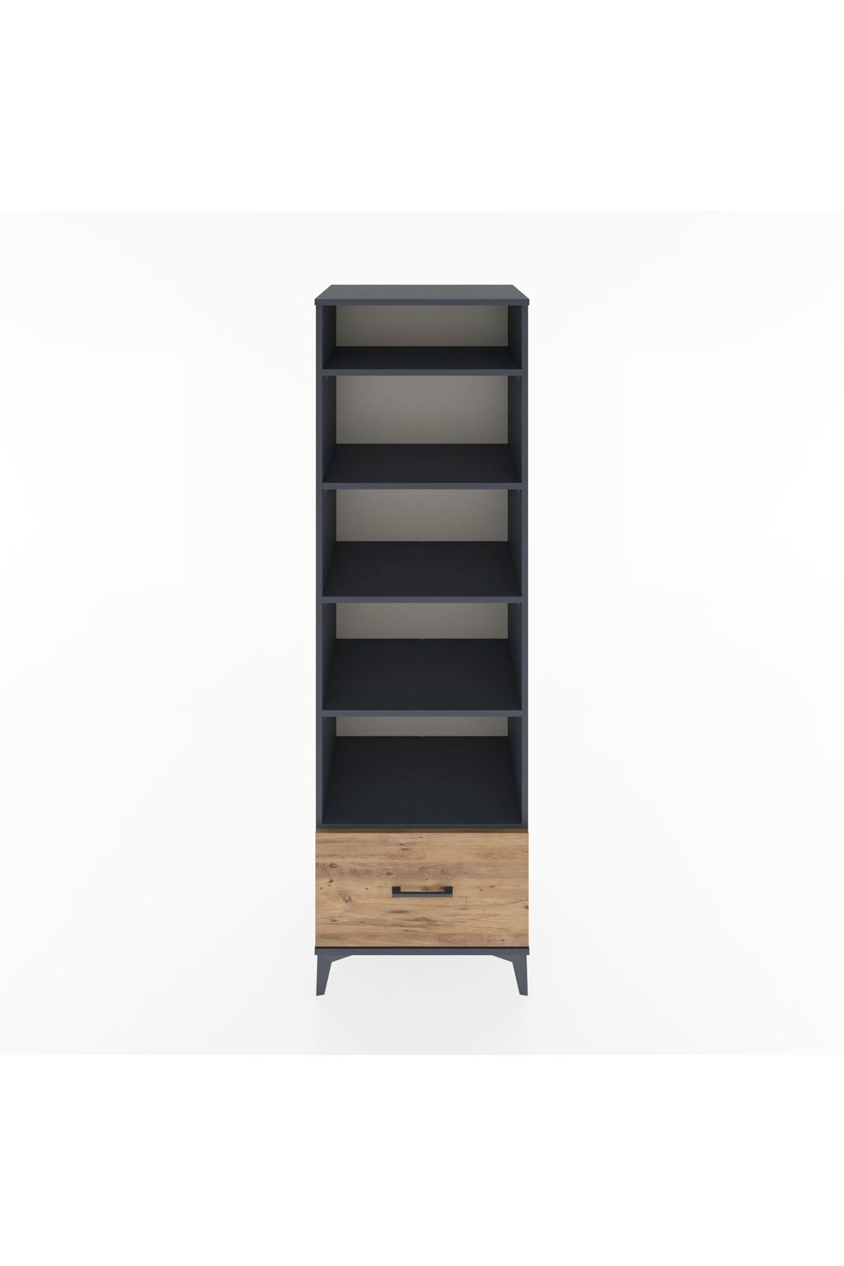 Hyperion Dolap 5 Raflı Tek Çekmeceli 60x44x195 Antrasit-Çam