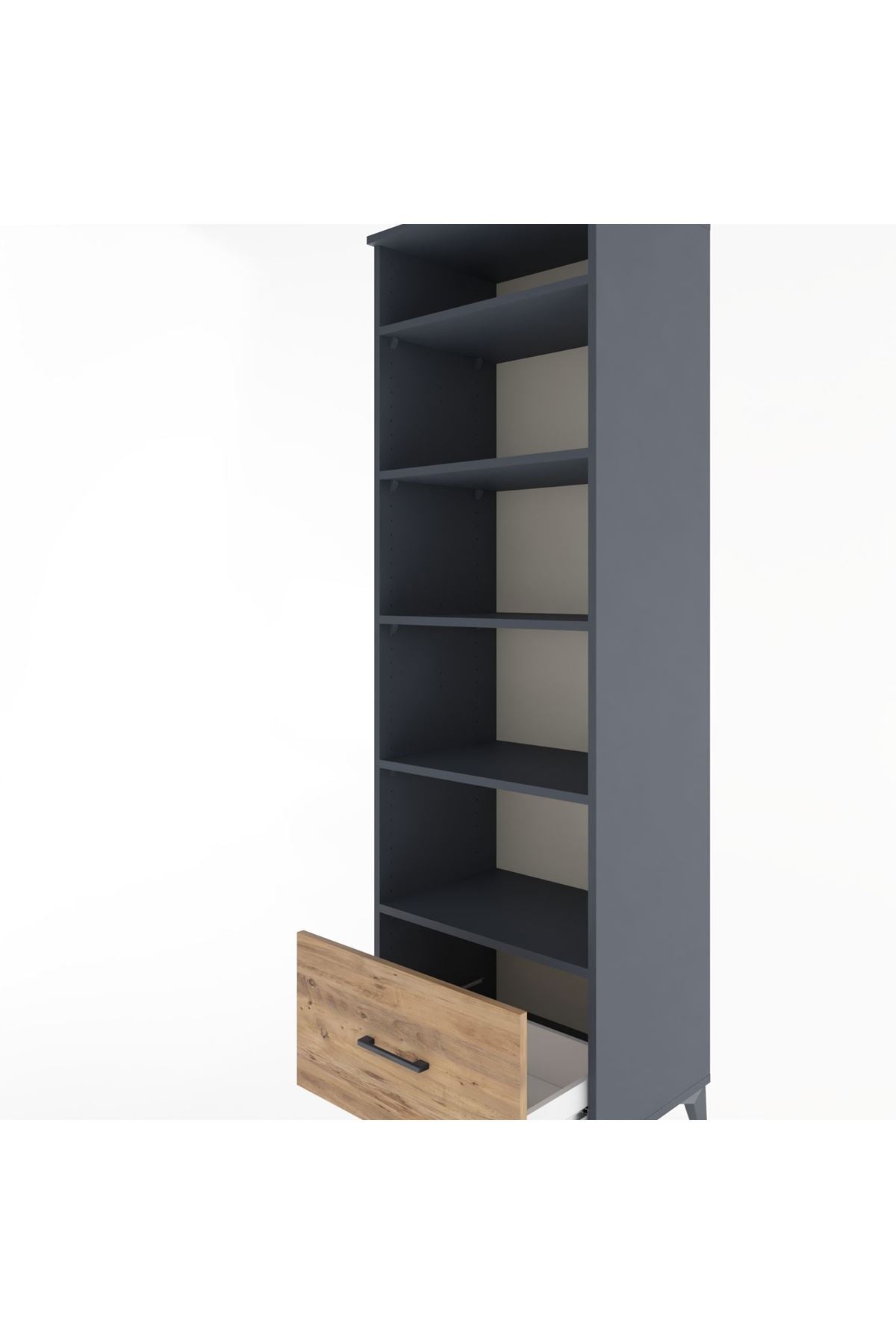 Hyperion Dolap 5 Raflı Tek Çekmeceli 60x44x195 Antrasit-Çam