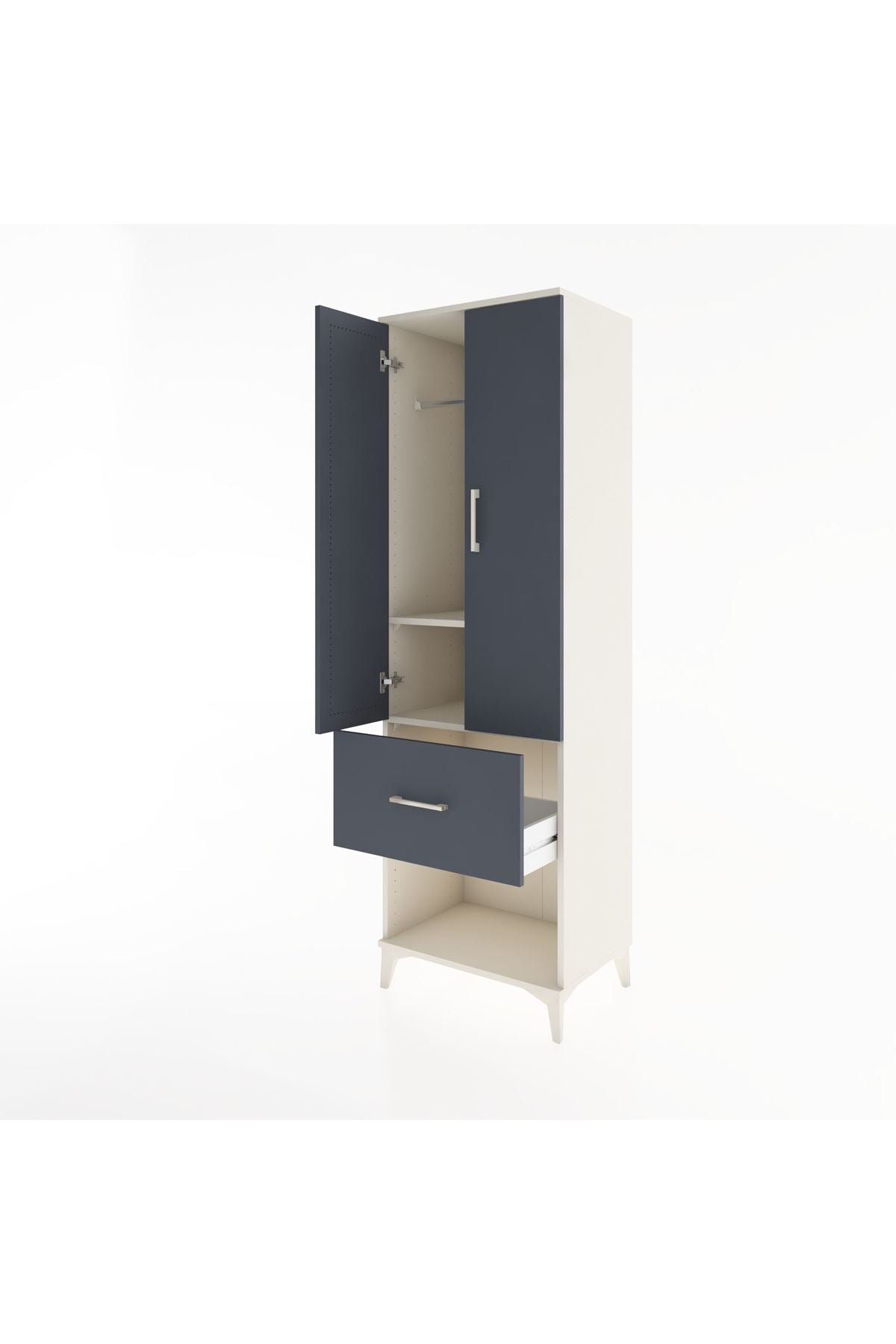 Hyperion Dolap 2 Raflı Tek Çekmeceli Tek Askılı 60x44x195 Aytaşı-Antrasit