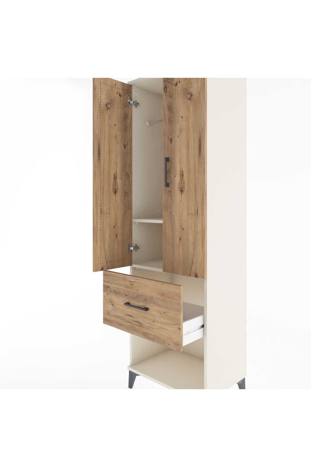 Hyperion Dolap 2 Raflı Tek Çekmeceli Tek Askılı 60x44x195 Aytaşı-Çam
