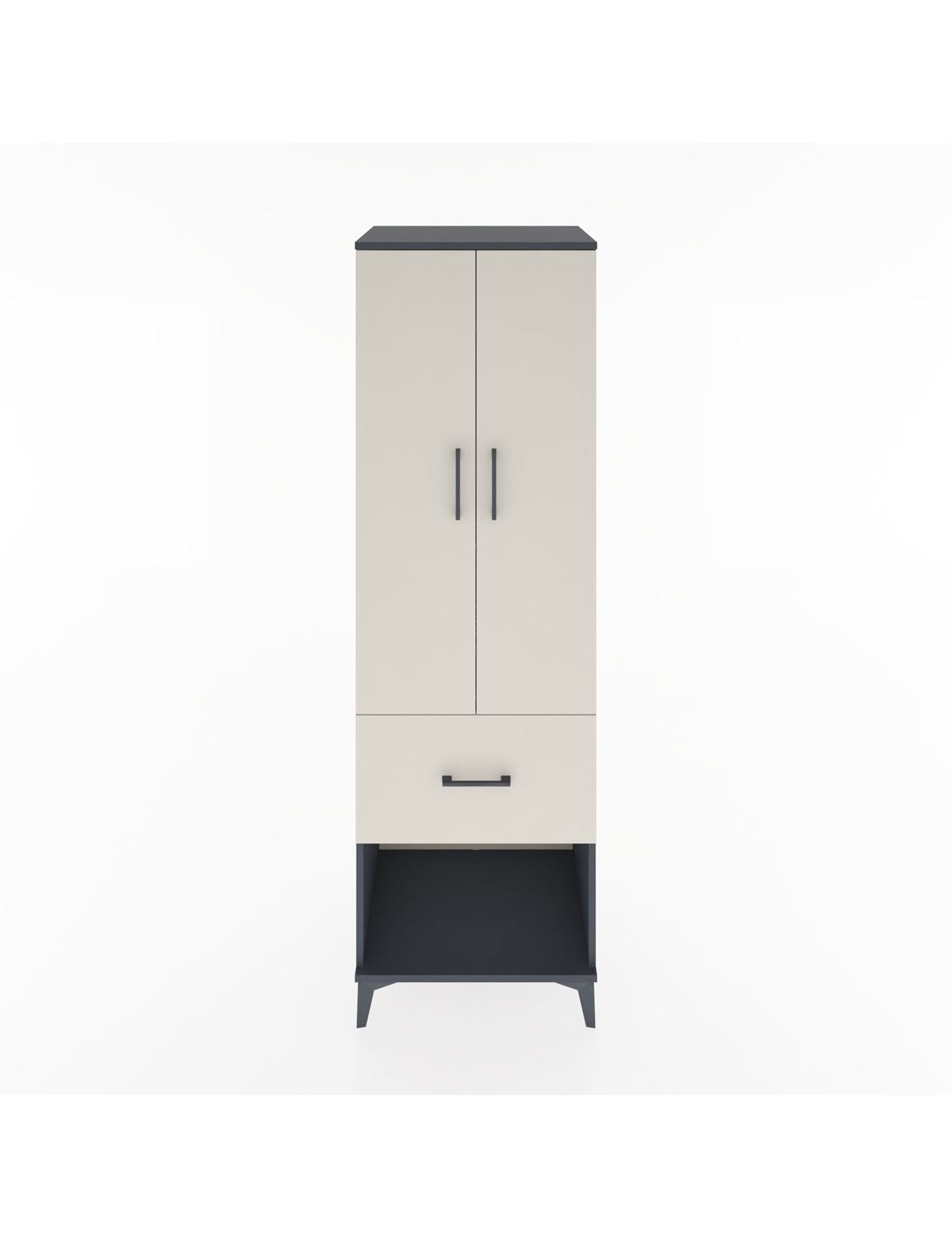 Hyperion Dolap 2 Raflı Tek Çekmeceli Tek Askılı 60x44x195 Antrasit-Aytaşı