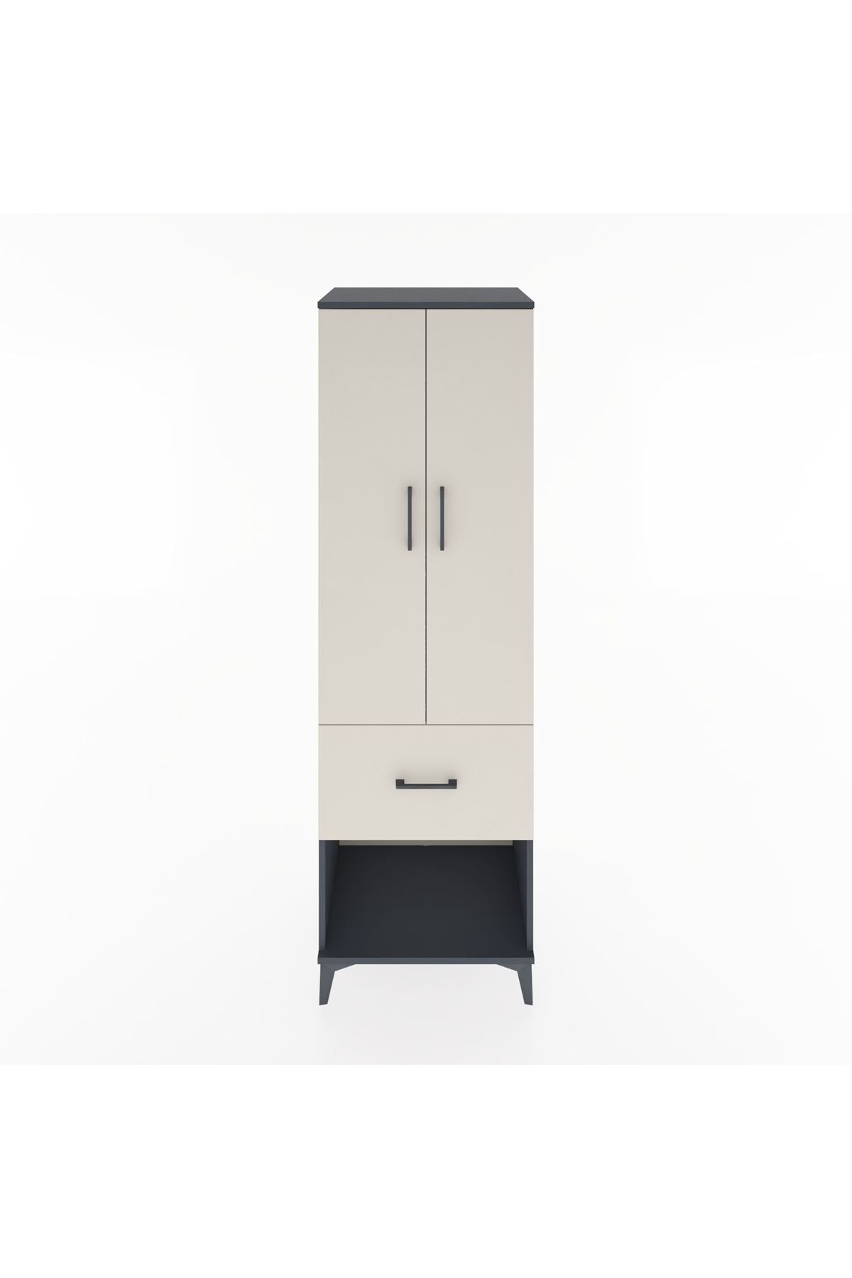 Hyperion Dolap 2 Raflı Tek Çekmeceli Tek Askılı 60x44x195 Antrasit-Aytaşı