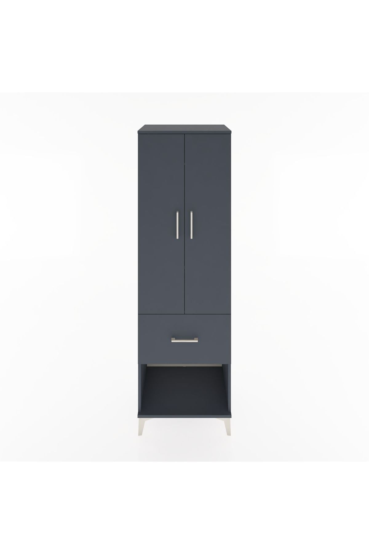Hyperion Dolap 2 Raflı Tek Çekmeceli Tek Askılı 60x44x195 Antrasit-Antrasit