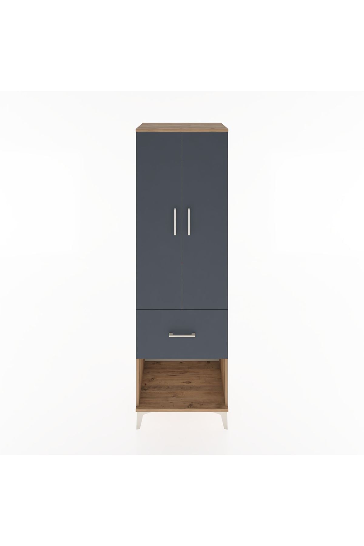 Hyperion Dolap 2 Raflı Tek Çekmeceli Tek Askılı 60x44x195 Çam-Antrasit