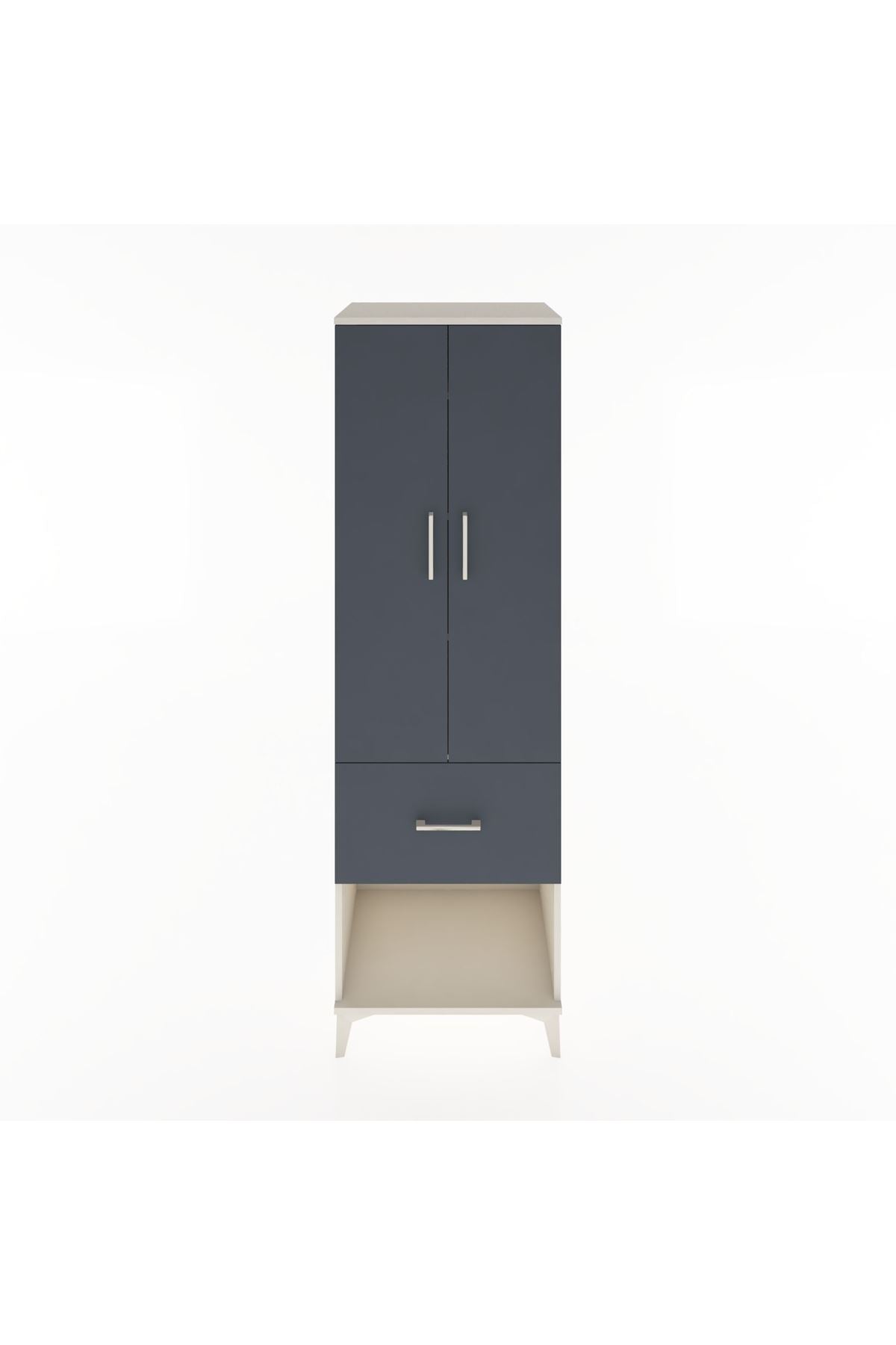 Hyperion Dolap 4 Raflı Tek Çekmeceli 2 Kapaklı 60x44x195 Aytaşı-Antrasit