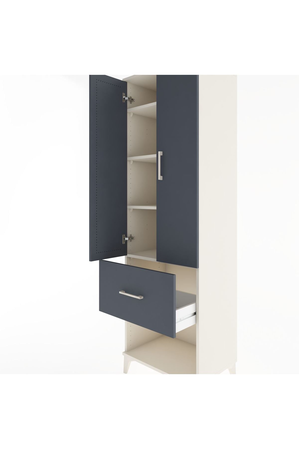 Hyperion Dolap 4 Raflı Tek Çekmeceli 2 Kapaklı 60x44x195 Aytaşı-Antrasit