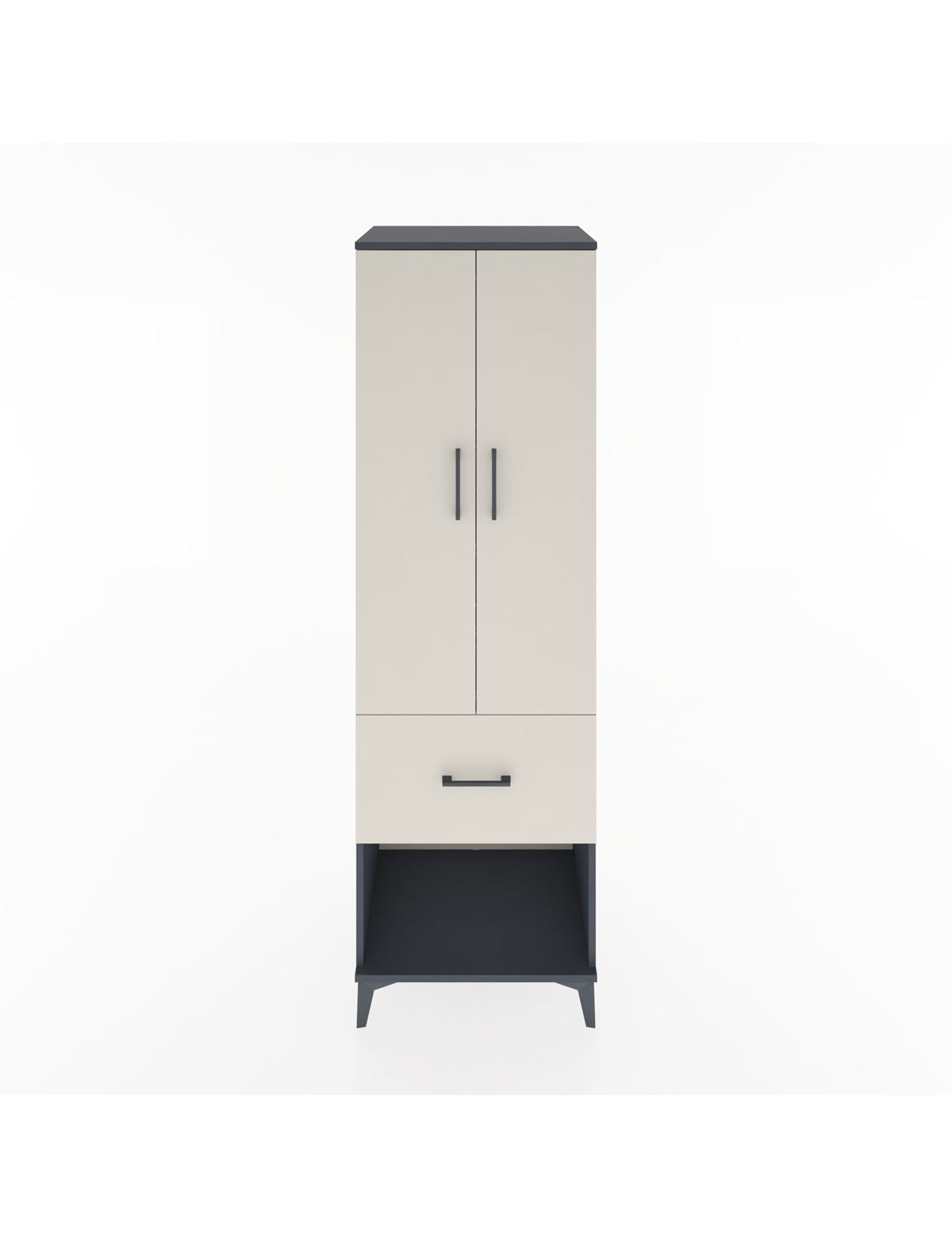 Hyperion Dolap 4 Raflı Tek Çekmeceli 2 Kapaklı 60x44x195 Antrasit-Aytaşı