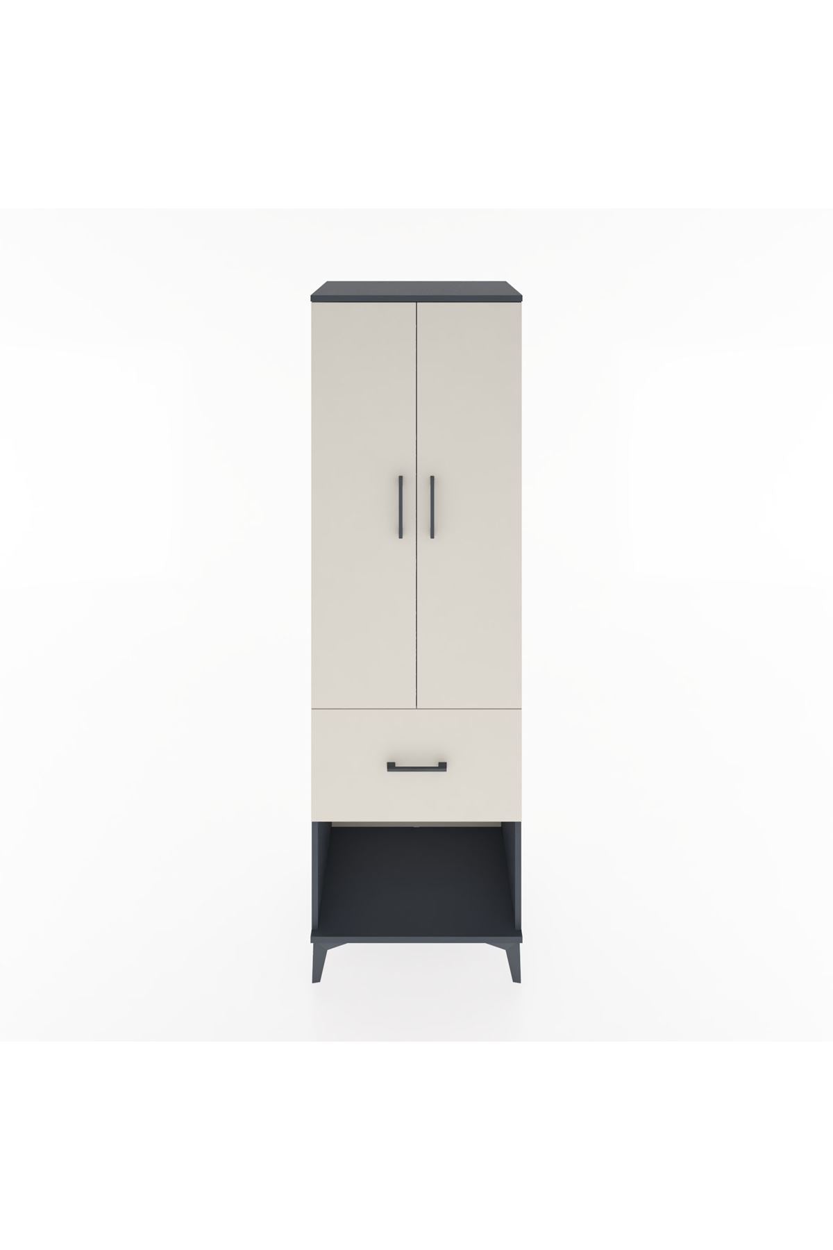 Hyperion Dolap 4 Raflı Tek Çekmeceli 2 Kapaklı 60x44x195 Antrasit-Aytaşı