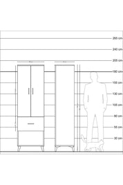 Hyperion Dolap 4 Raflı Tek Çekmeceli 2 Kapaklı 60x44x195 Antrasit-Aytaşı