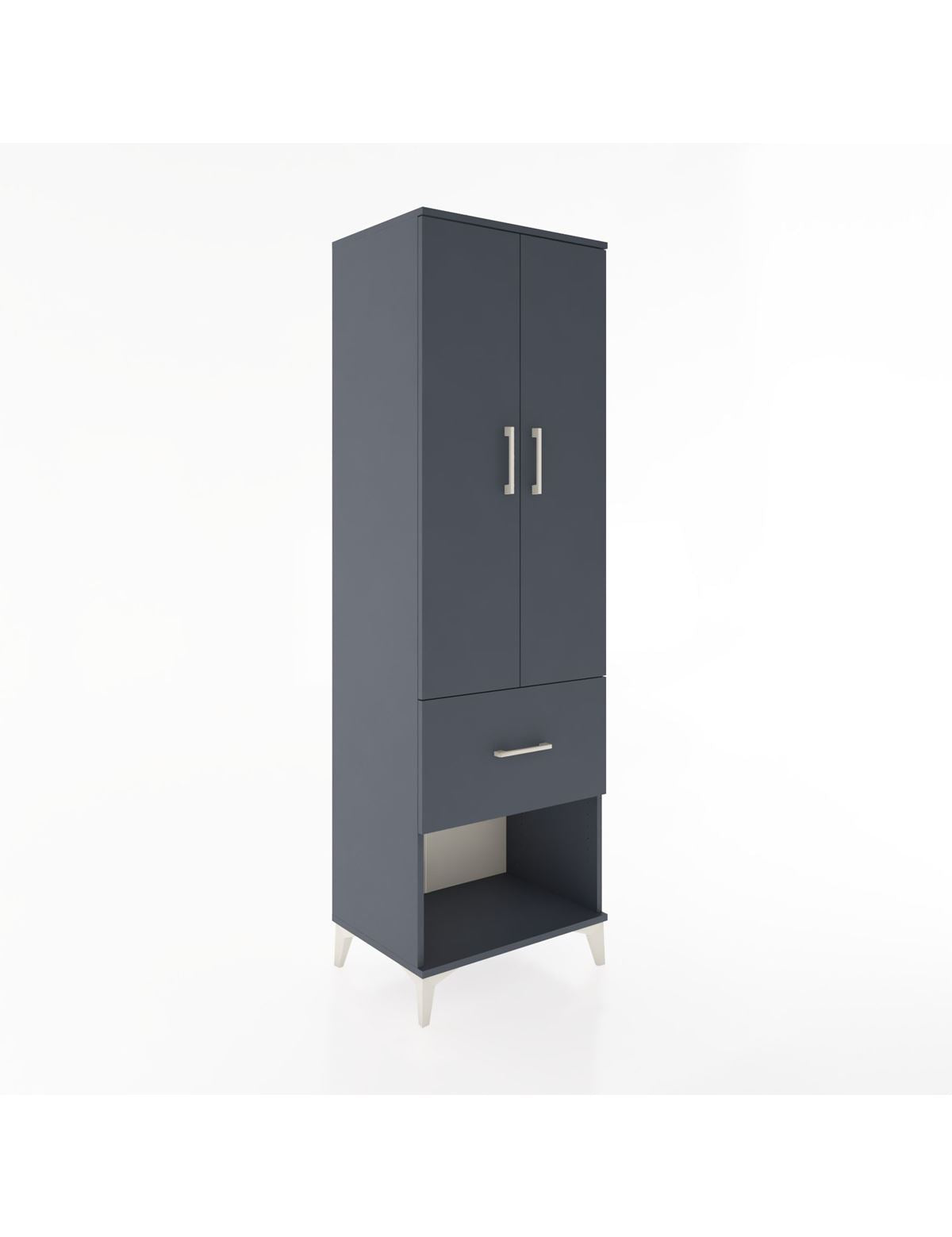 Hyperion Dolap 4 Raflı Tek Çekmeceli 2 Kapaklı 60x44x195 Antrasit-Antrasit