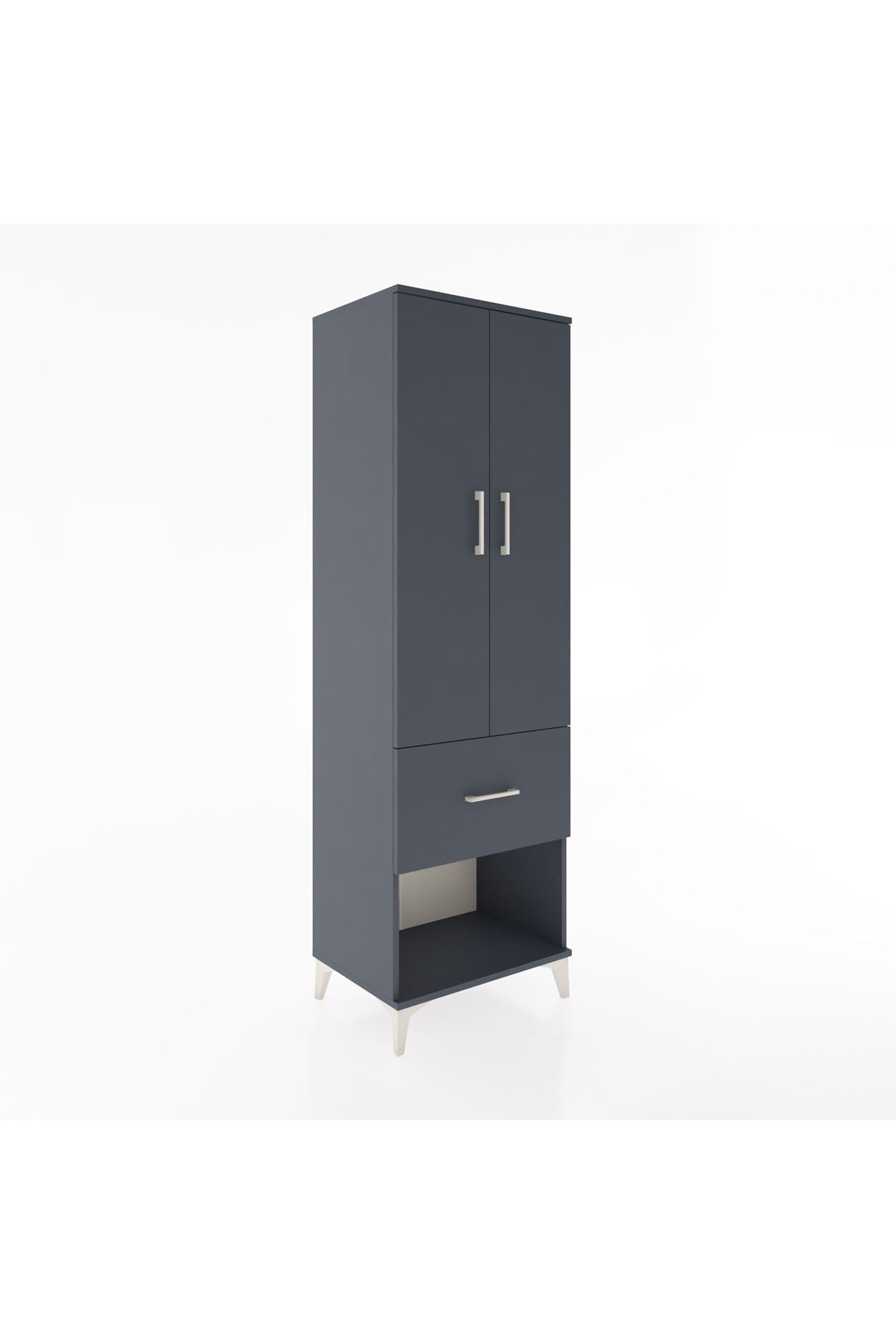 Hyperion Dolap 4 Raflı Tek Çekmeceli 2 Kapaklı 60x44x195 Antrasit-Antrasit