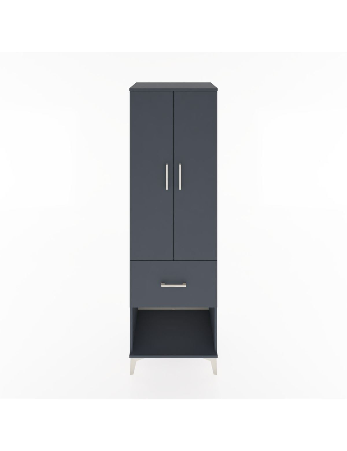 Hyperion Dolap 4 Raflı Tek Çekmeceli 2 Kapaklı 60x44x195 Antrasit-Antrasit