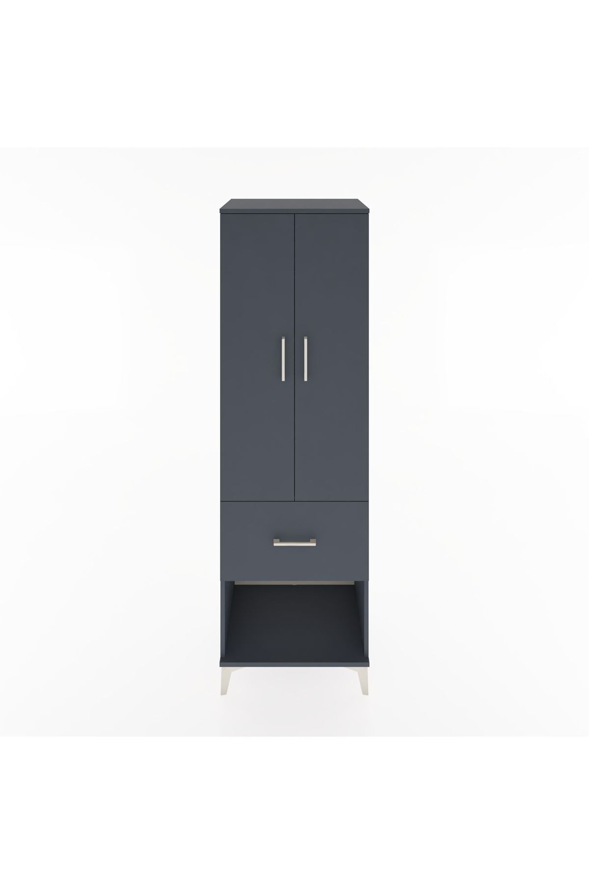 Hyperion Dolap 4 Raflı Tek Çekmeceli 2 Kapaklı 60x44x195 Antrasit-Antrasit