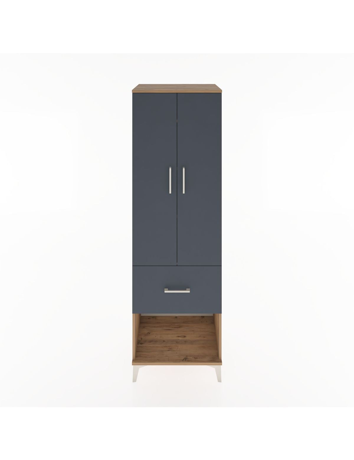 Hyperion Dolap 4 Raflı Tek Çekmeceli 2 Kapaklı 60x44x195 Çam-Antrasit