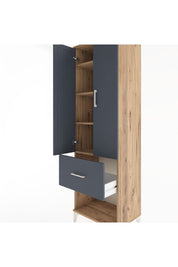 Hyperion Dolap 4 Raflı Tek Çekmeceli 2 Kapaklı 60x44x195 Çam-Antrasit