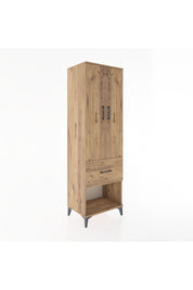 Hyperion Dolap 4 Raflı Tek Çekmeceli 2 Kapaklı 60x44x195 Çam-Çam